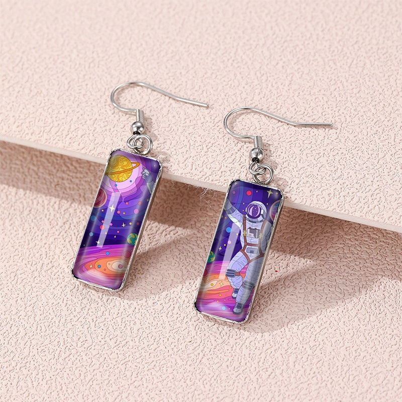 Wholesale Planet Universe Glass Earrings
