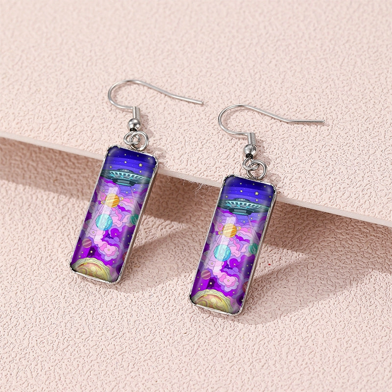 Wholesale Planet Universe Glass Earrings