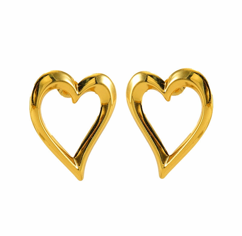 Wholesale plated 18K hollow heart earrings