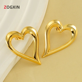 Wholesale plated 18K hollow heart earrings
