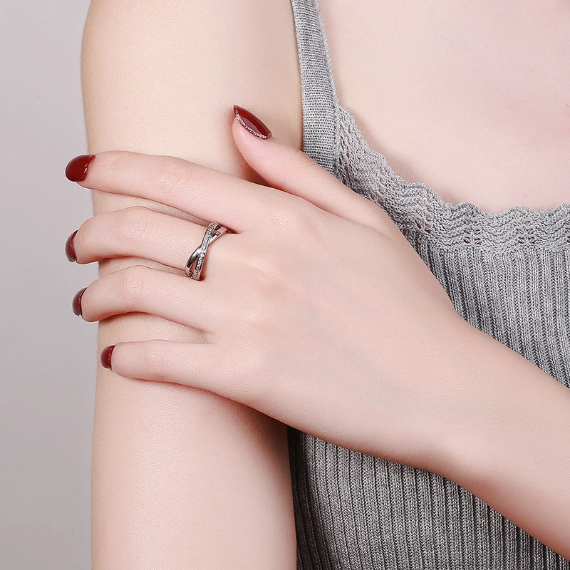Wholesale Platinum Cross Row Diamond Copper Rings