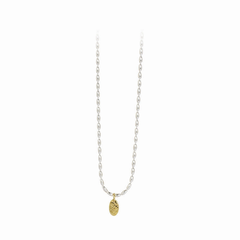 Wholesale Platinum Plated Rice Grain Olive Bead Necklace