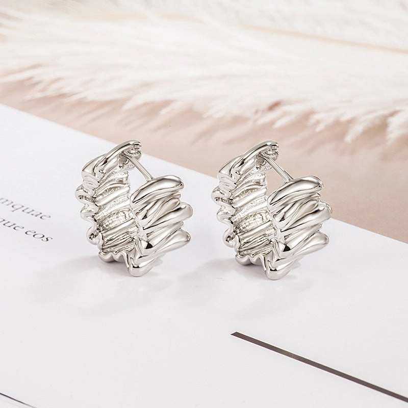 Wholesale Pleated Circles Copper Earrings