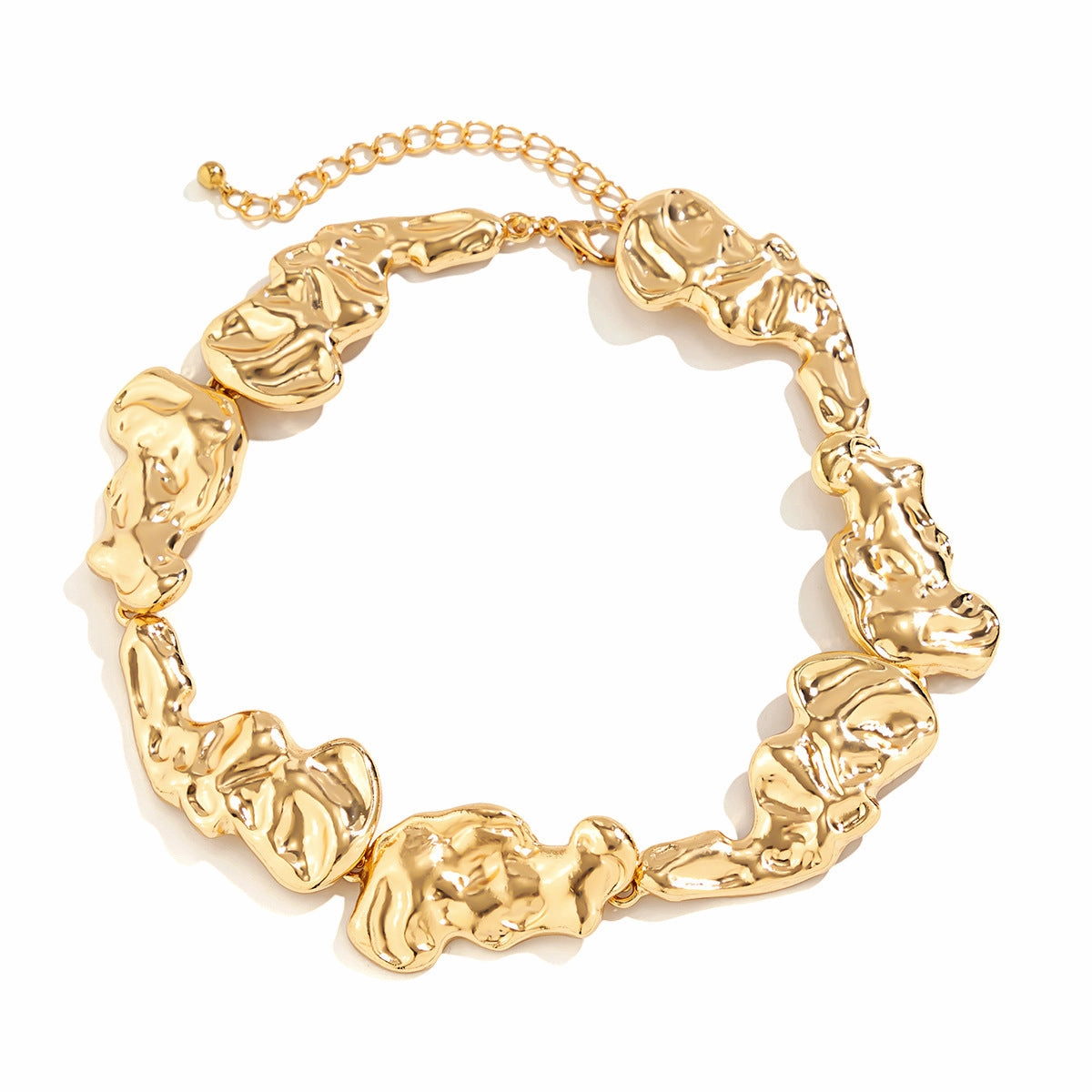 Wholesale Pleated Liquid Metal Style Simple Lava Irregular Retro Collar