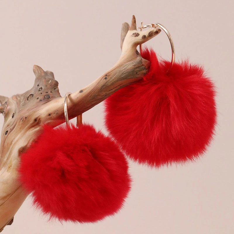 Wholesale Plush Ball Earrings