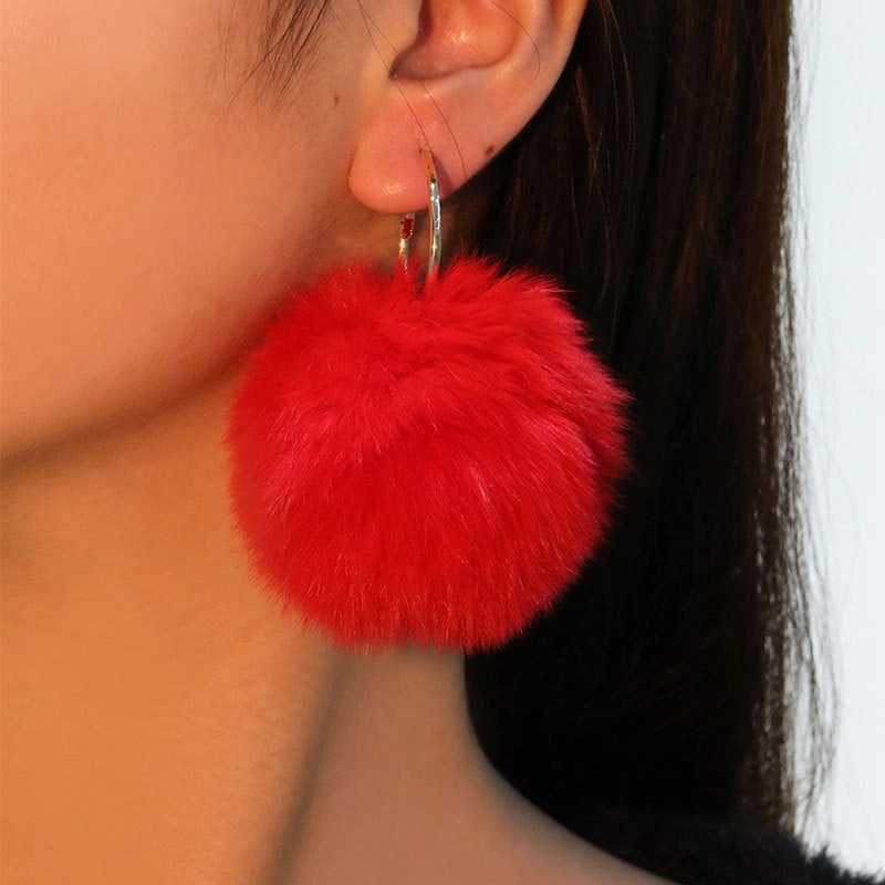 Wholesale Plush Ball Earrings