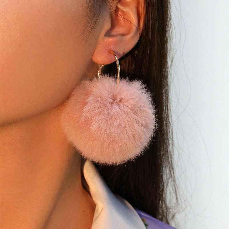 Wholesale Plush Ball Earrings