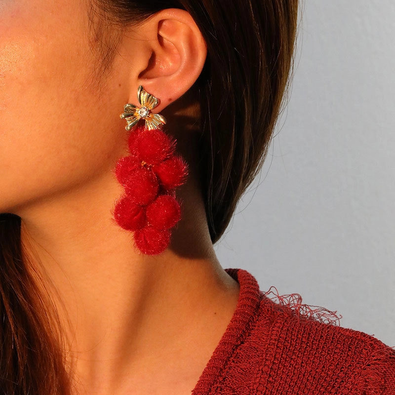 Wholesale Plush Long Tassel Earrings