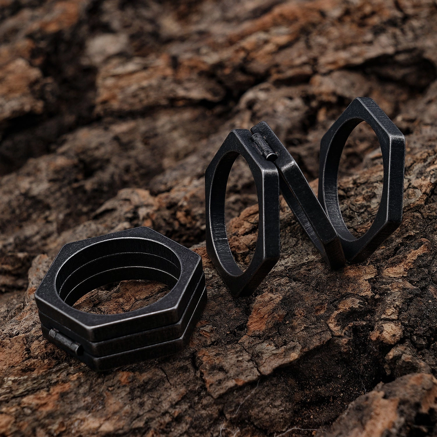 Wholesale Polygon Vintage Titanium Steel Ring