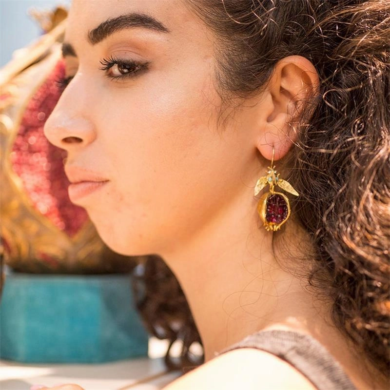 Wholesale Pomegranate Gold Earrings