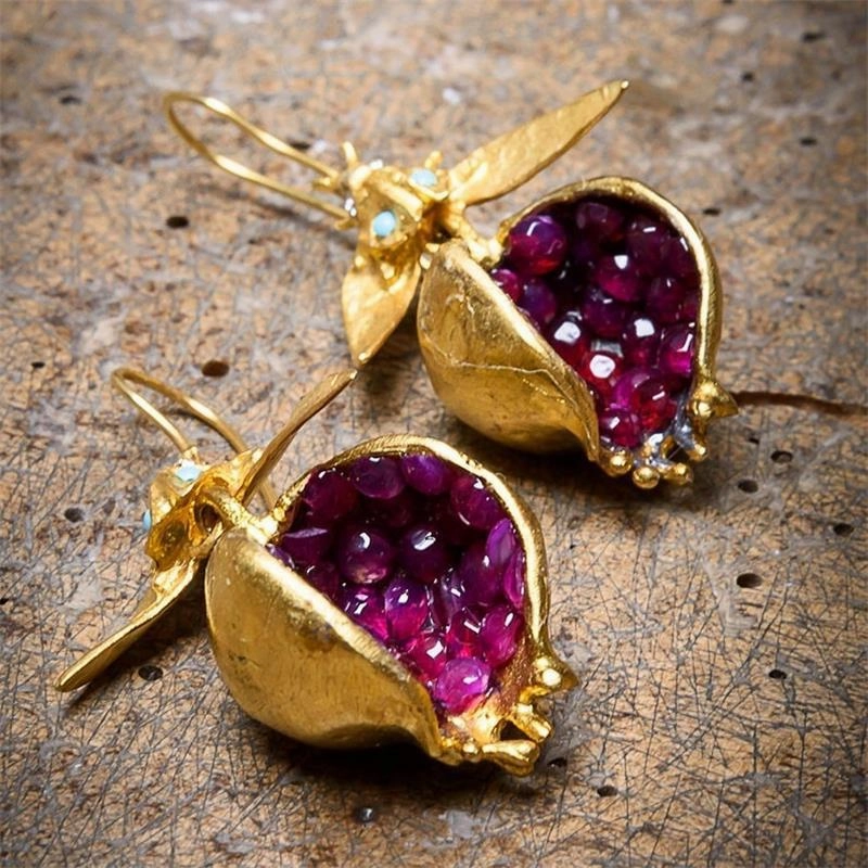 Wholesale Pomegranate Gold Earrings
