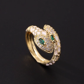 Wholesale Popular Gold-plated Retro Green-eyed Snake-shaped Open Light Luxury Ring