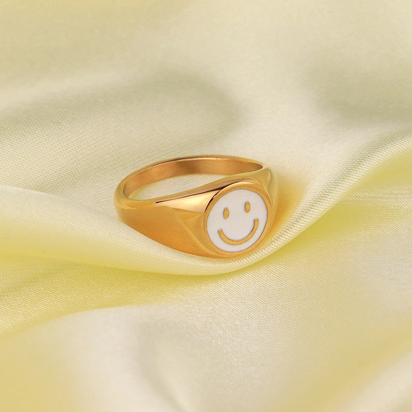 Wholesale Popular Smiley Face Emoticon Ring Titanium Steel Ring