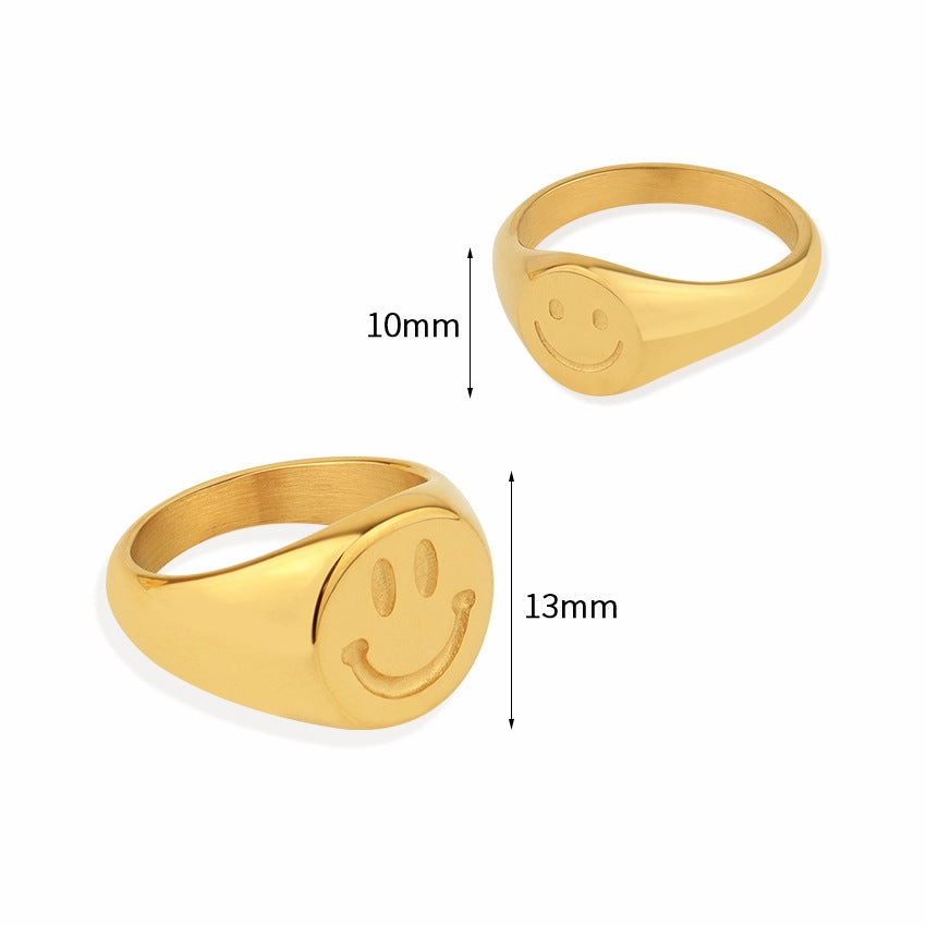 Wholesale Popular Smiley Face Emoticon Ring Titanium Steel Ring
