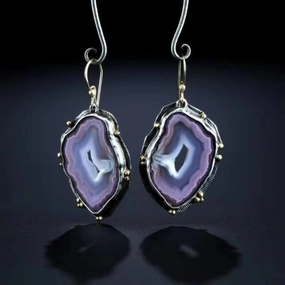 Wholesale Popular Vintage Imitation Amethyst Agate Pendant Earrings