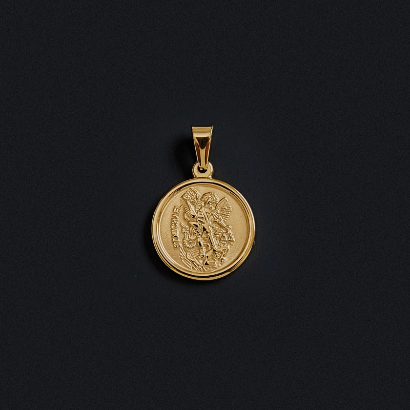 Wholesale Portrait Coin Cross Peach Heart Vintage Necklace
