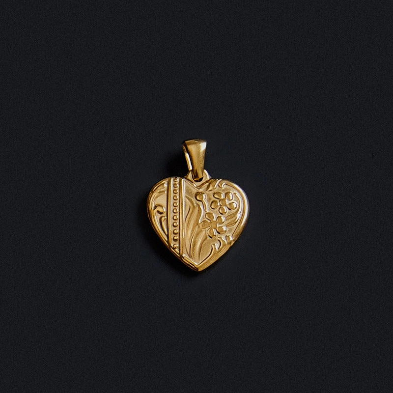 Wholesale Portrait Coin Cross Peach Heart Vintage Necklace