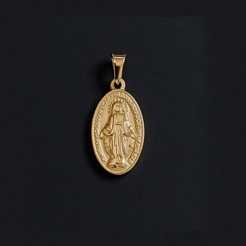 Wholesale Portrait Coin Cross Peach Heart Vintage Necklace