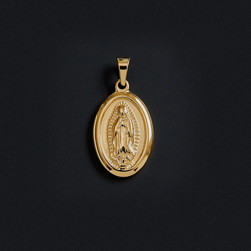 Wholesale Portrait Coin Cross Peach Heart Vintage Necklace