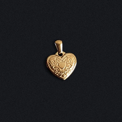 Wholesale Portrait Coin Cross Peach Heart Vintage Necklace