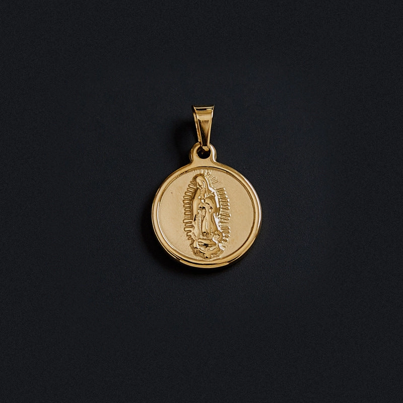 Wholesale Portrait Coin Cross Peach Heart Vintage Necklace