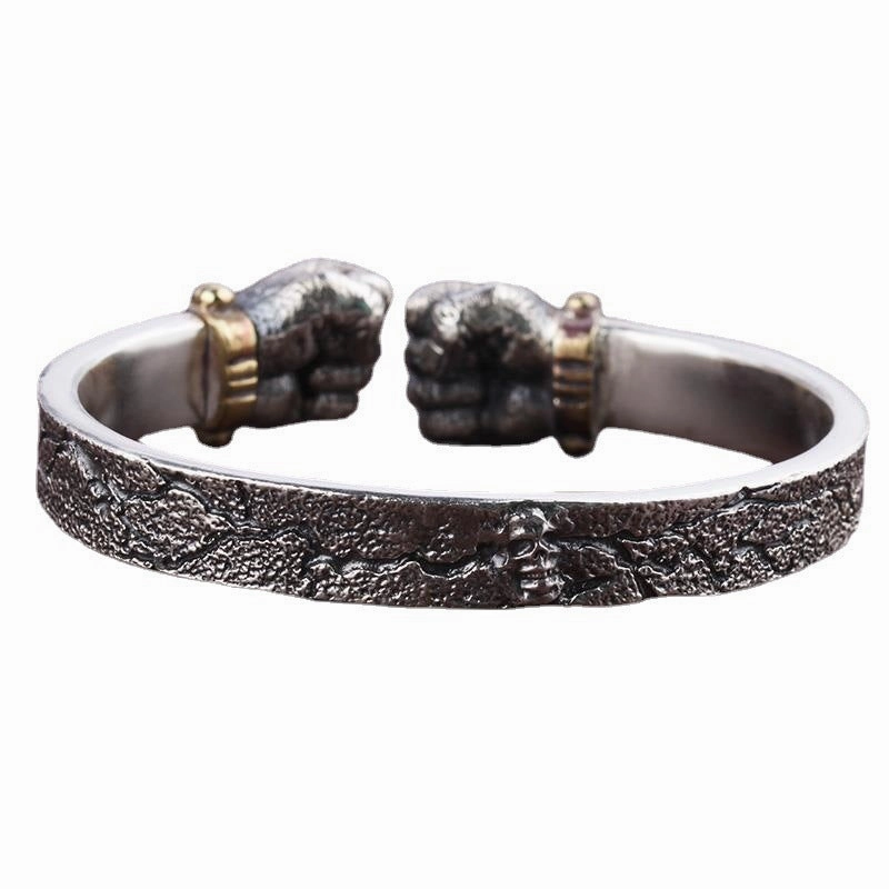 Wholesale Power in Hand Silver Solid Open Bracelet