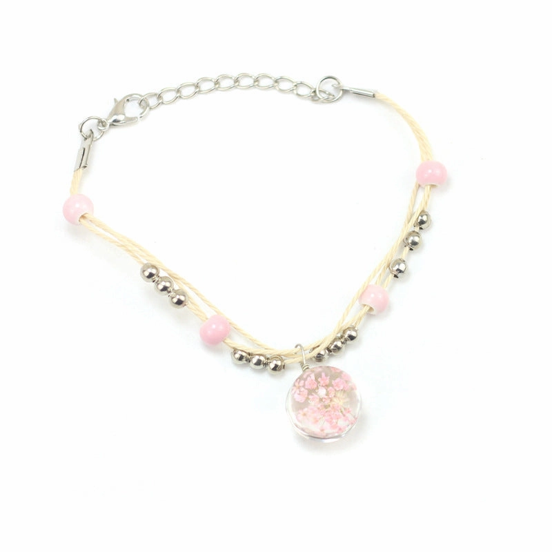 Wholesale Preserved Flower Woven Glass Bracelet