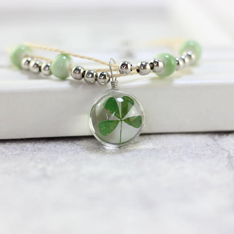 Wholesale Preserved Flower Woven Glass Bracelet