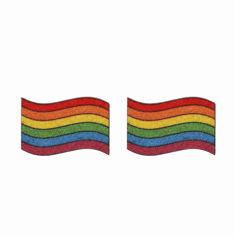 Wholesale Pride Month Rainbow Gay Star Heart Flag Wooden Earrings