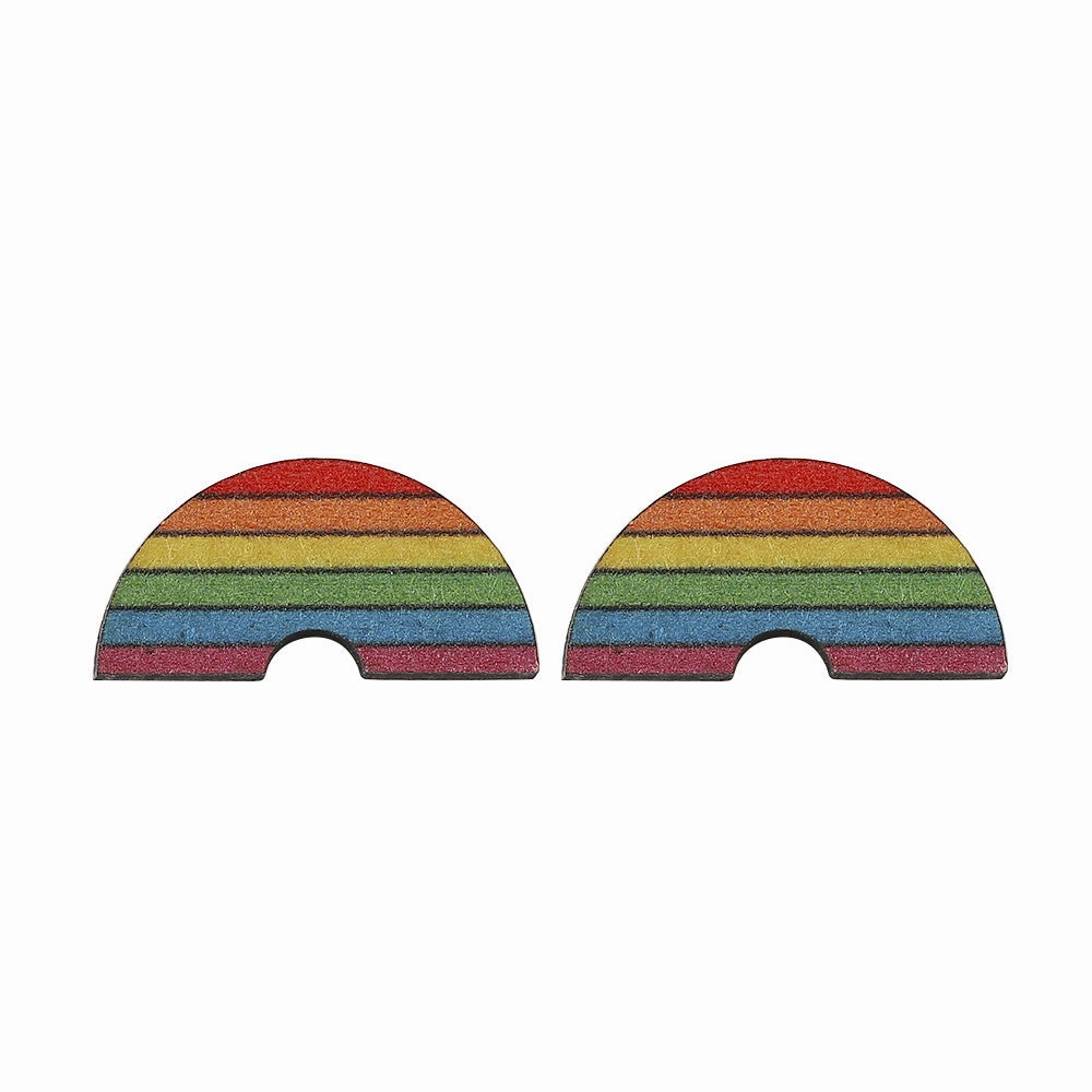 Wholesale Pride Month Rainbow Gay Star Heart Flag Wooden Earrings