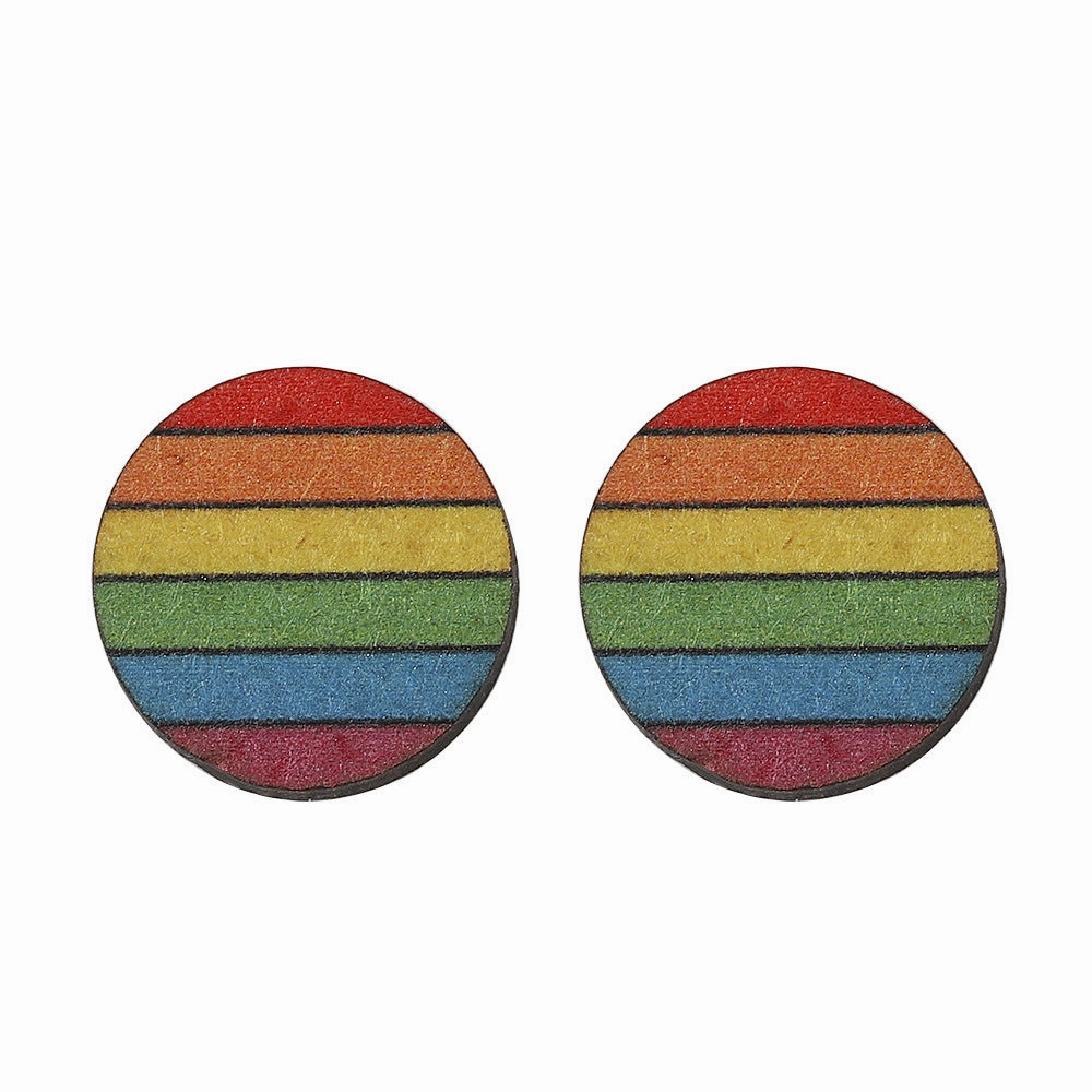 Wholesale Pride Month Rainbow Gay Star Heart Flag Wooden Earrings