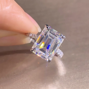Wholesale princess cut simulation all-match rock sugar wedding ring