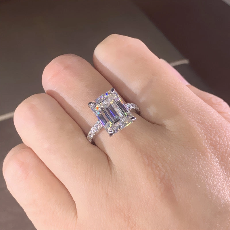 Wholesale princess cut simulation all-match rock sugar wedding ring