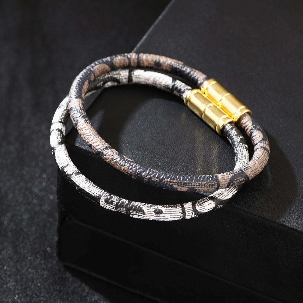 Wholesale PU Leather Couple Alloy Magnetic Buckle Bacelet
