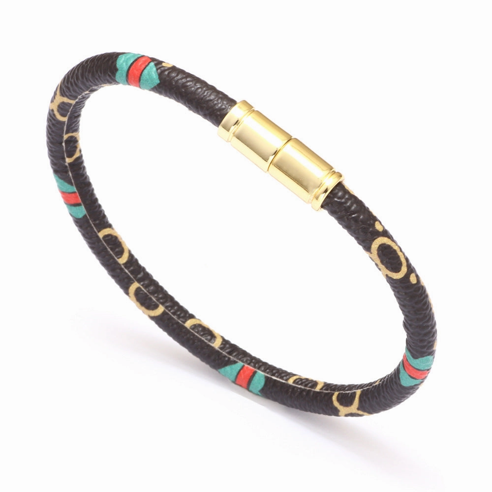 Wholesale PU Leather Couple Alloy Magnetic Buckle Bacelet
