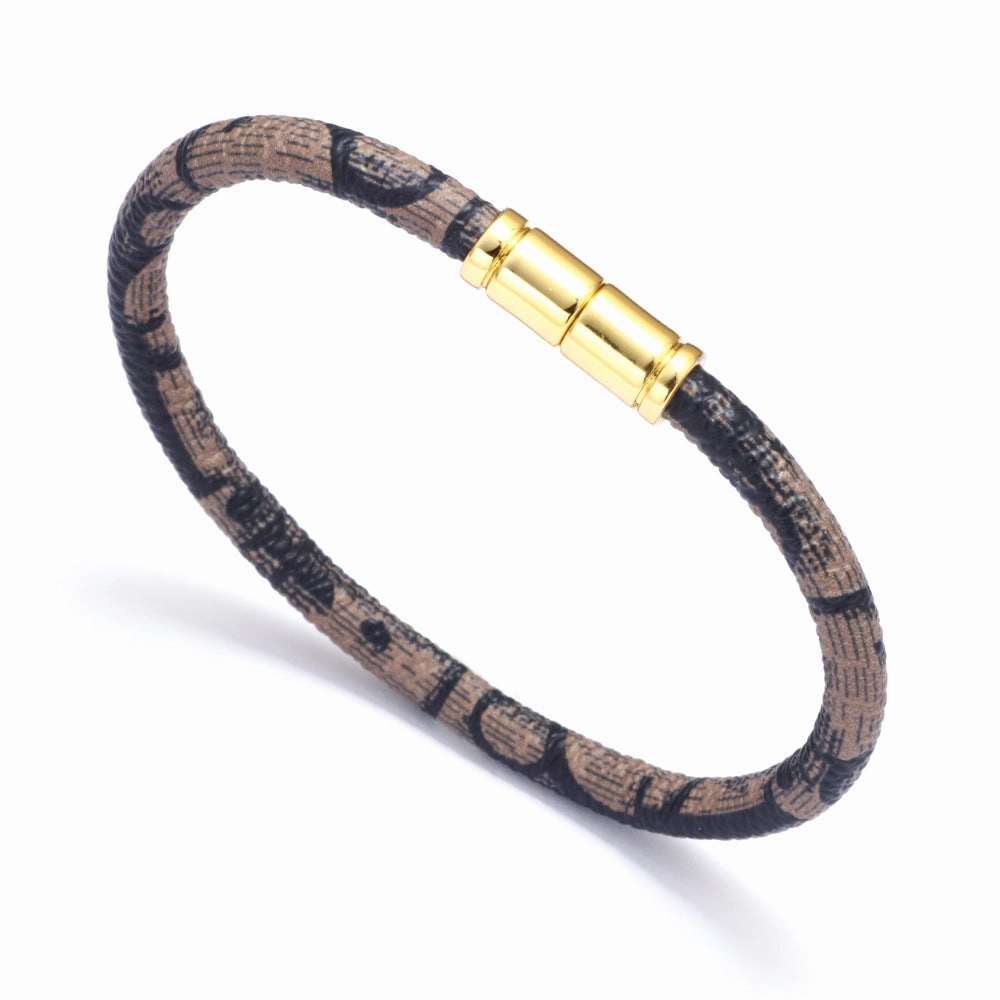 Wholesale PU Leather Couple Alloy Magnetic Buckle Bacelet