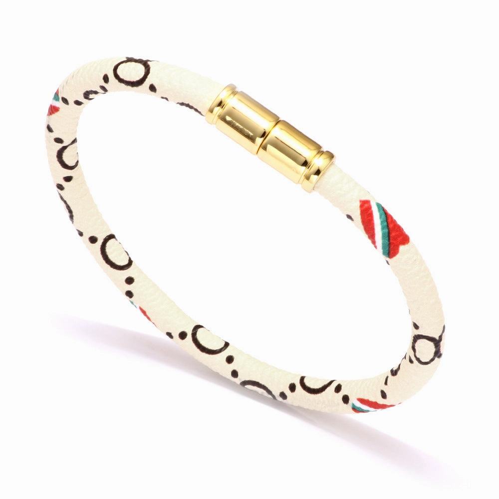 Wholesale PU Leather Couple Alloy Magnetic Buckle Bacelet