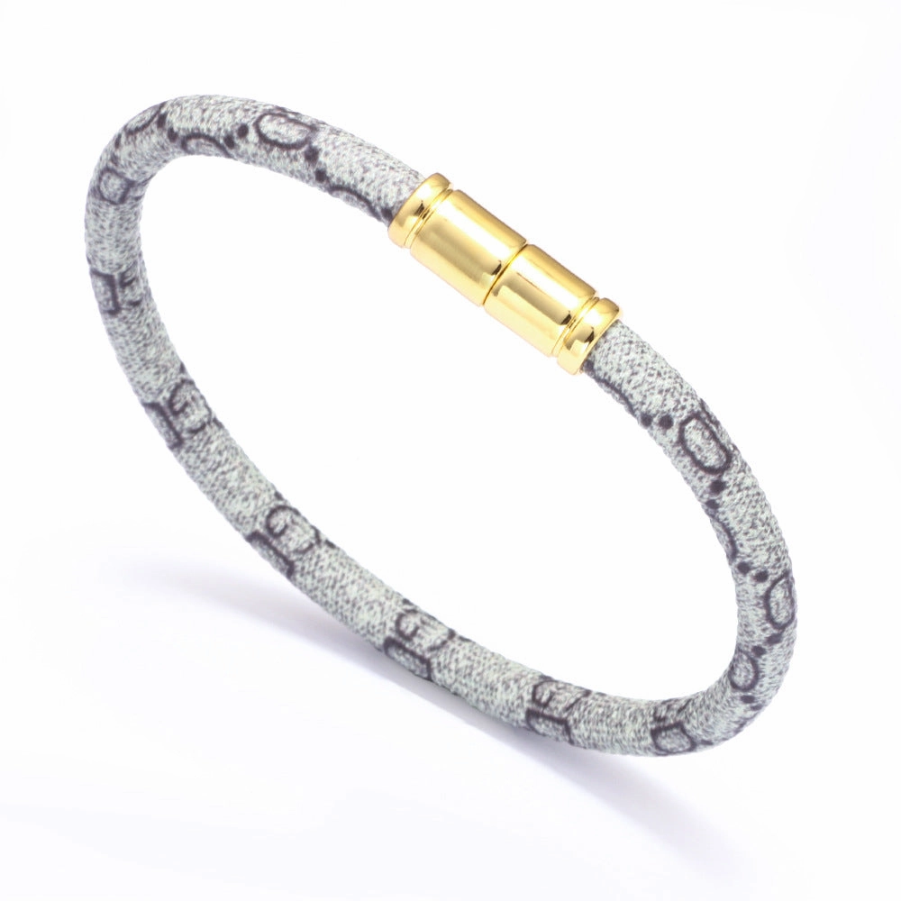 Wholesale PU Leather Couple Alloy Magnetic Buckle Bacelet