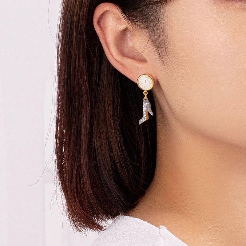 Wholesale Pumpkin Crystal Slippers Creative Clock Earrings