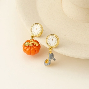 Wholesale Pumpkin Crystal Slippers Creative Clock Earrings