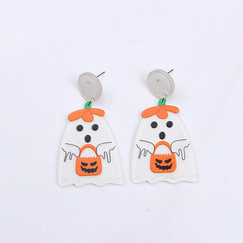 Wholesale Pumpkin Skeleton Flowers Acrylic Earrings