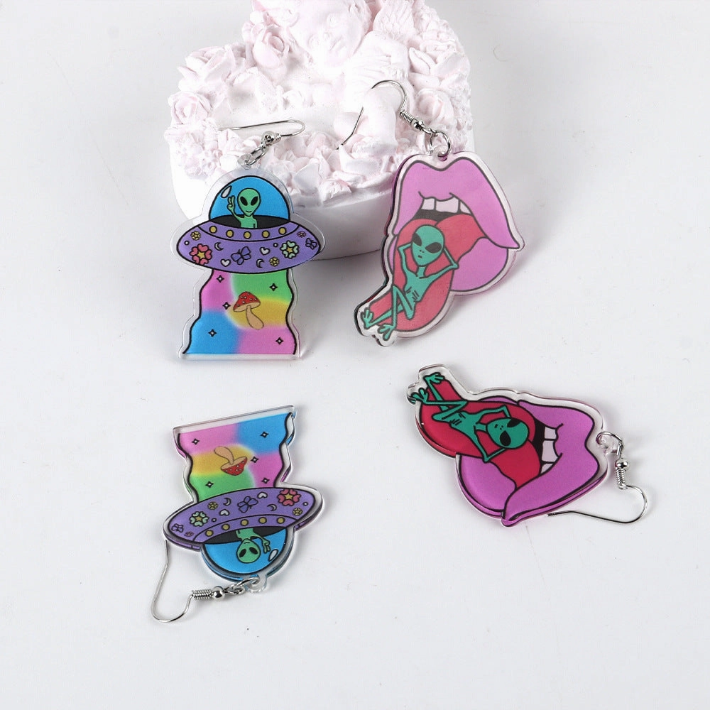 Wholesale Punk Alien Acrylic Earrings