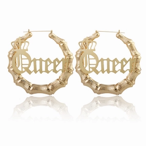 Wholesale Punk English Alphabet Queen Slub Round Metal Earrings