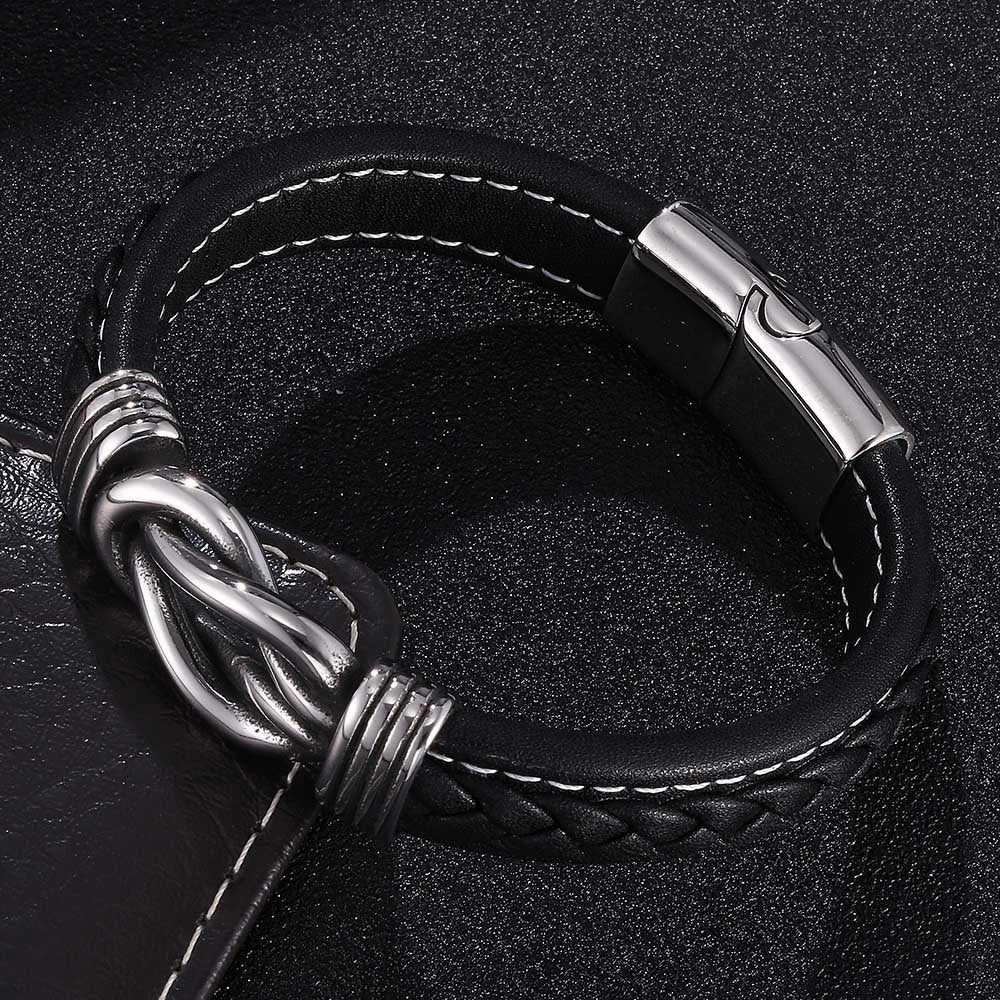 Wholesale Punk Genuine Leather Stainless Steel Jewelry Wholesale Titanium Steel Electroplated Genuine Gold Bracelets