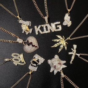 Wholesale Punk Men Hip Hop Full Diamond Necklace