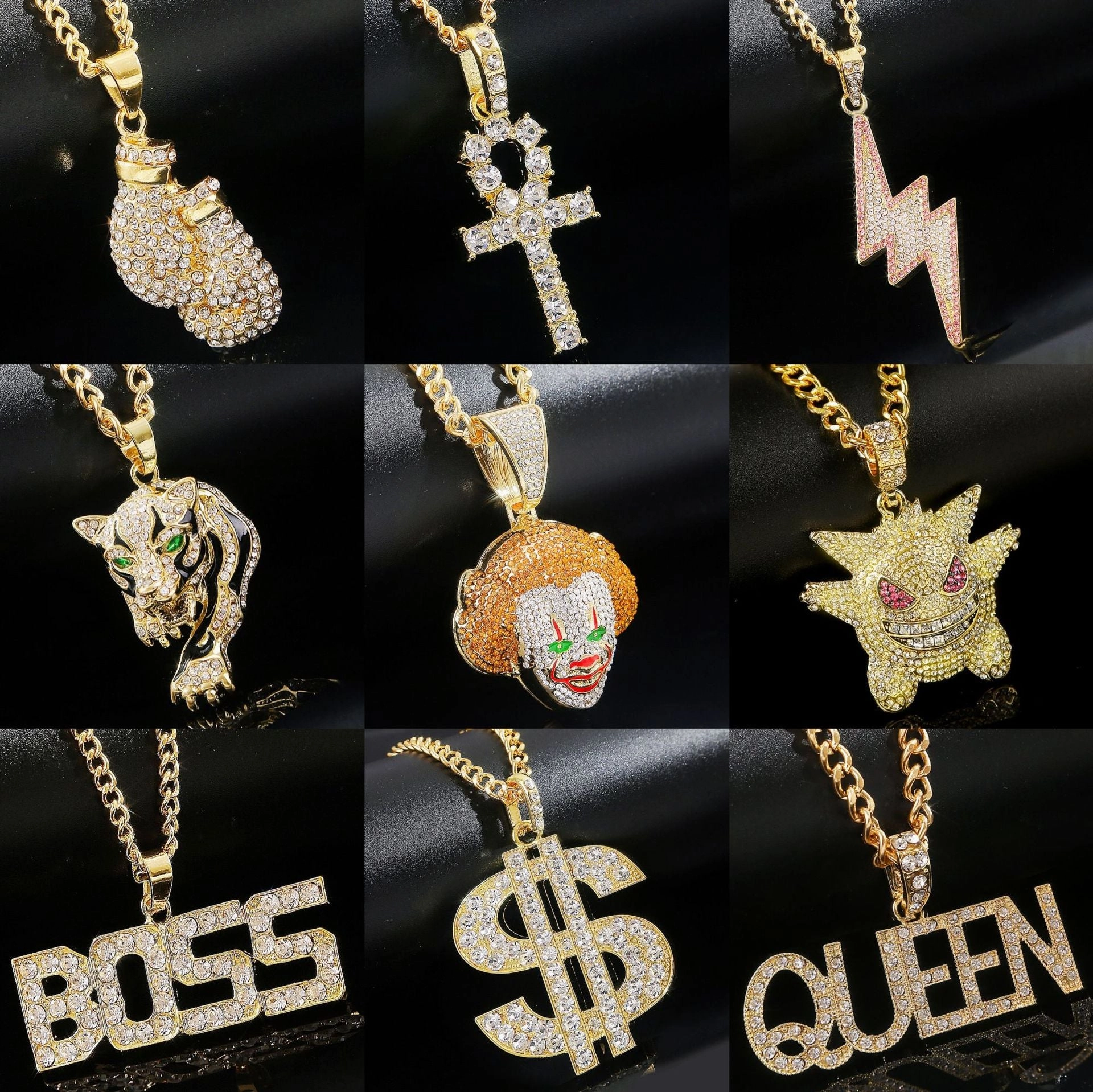 Wholesale Punk Men Hip Hop Full Diamond Necklace