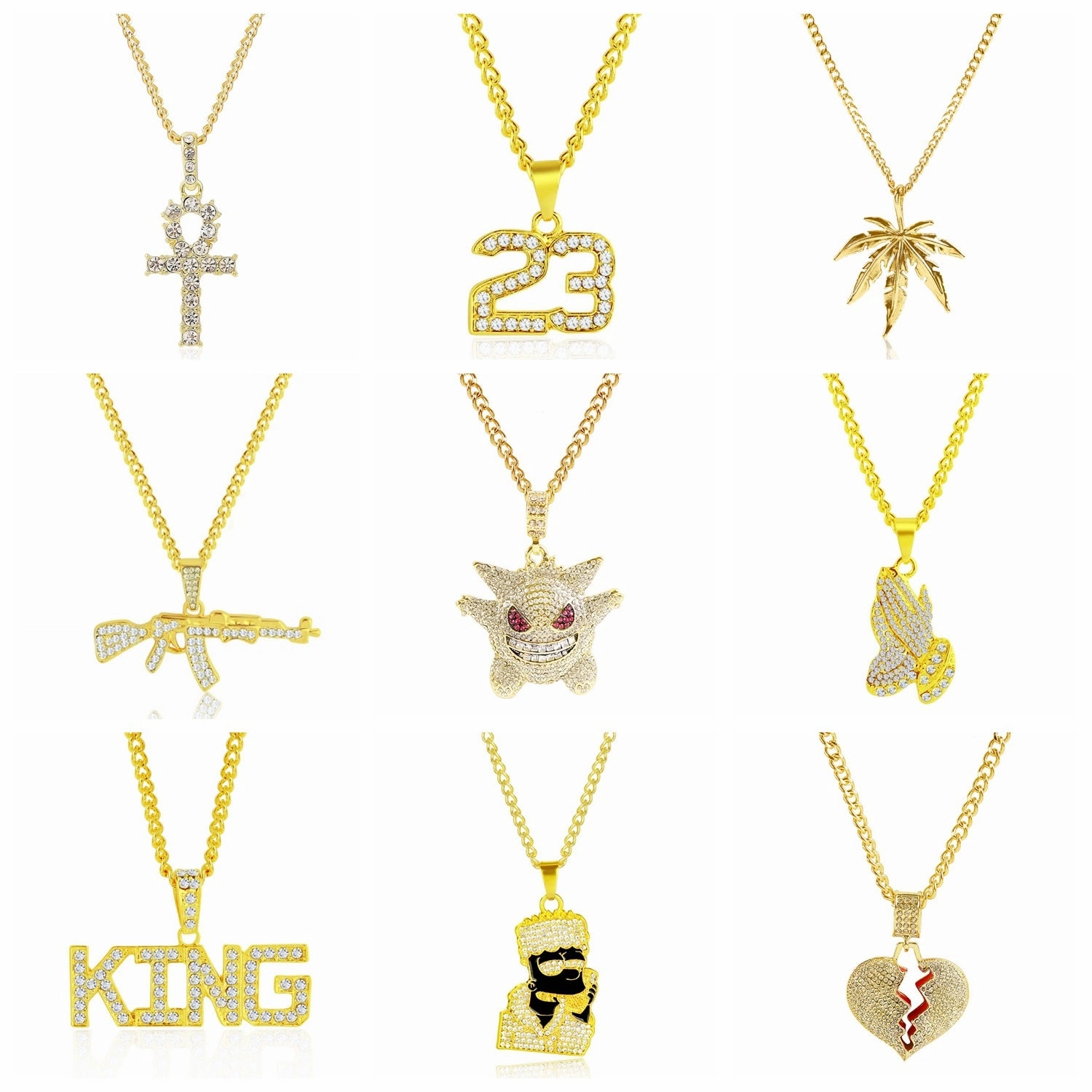 Wholesale Punk Men Hip Hop Full Diamond Necklace