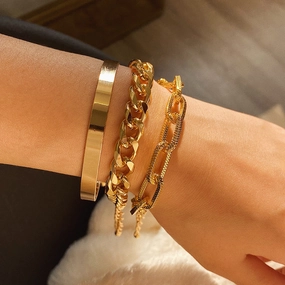 Wholesale Punk Metal Chain Alloy Bracelet Set