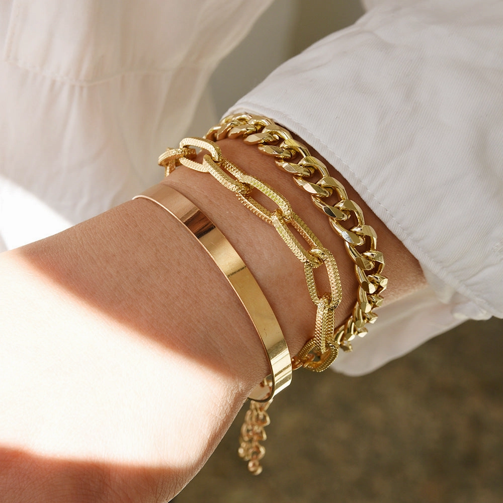 Wholesale Punk Metal Chain Alloy Bracelet Set