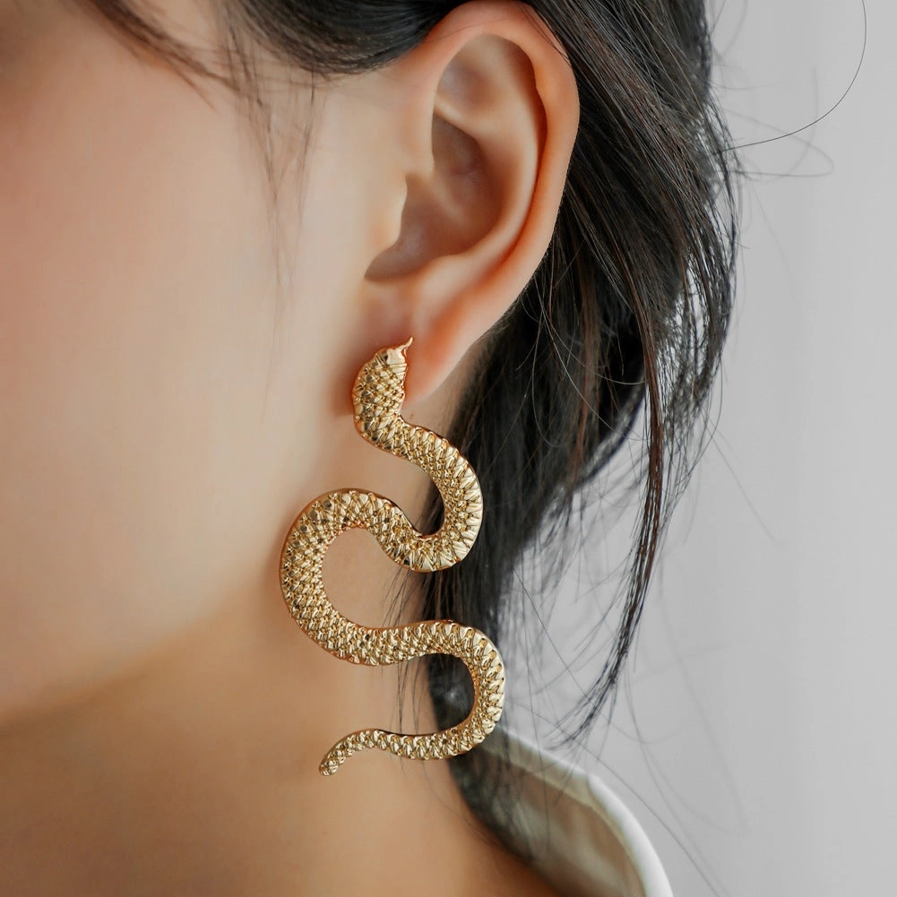 Wholesale Punk Metal Snake Earrings